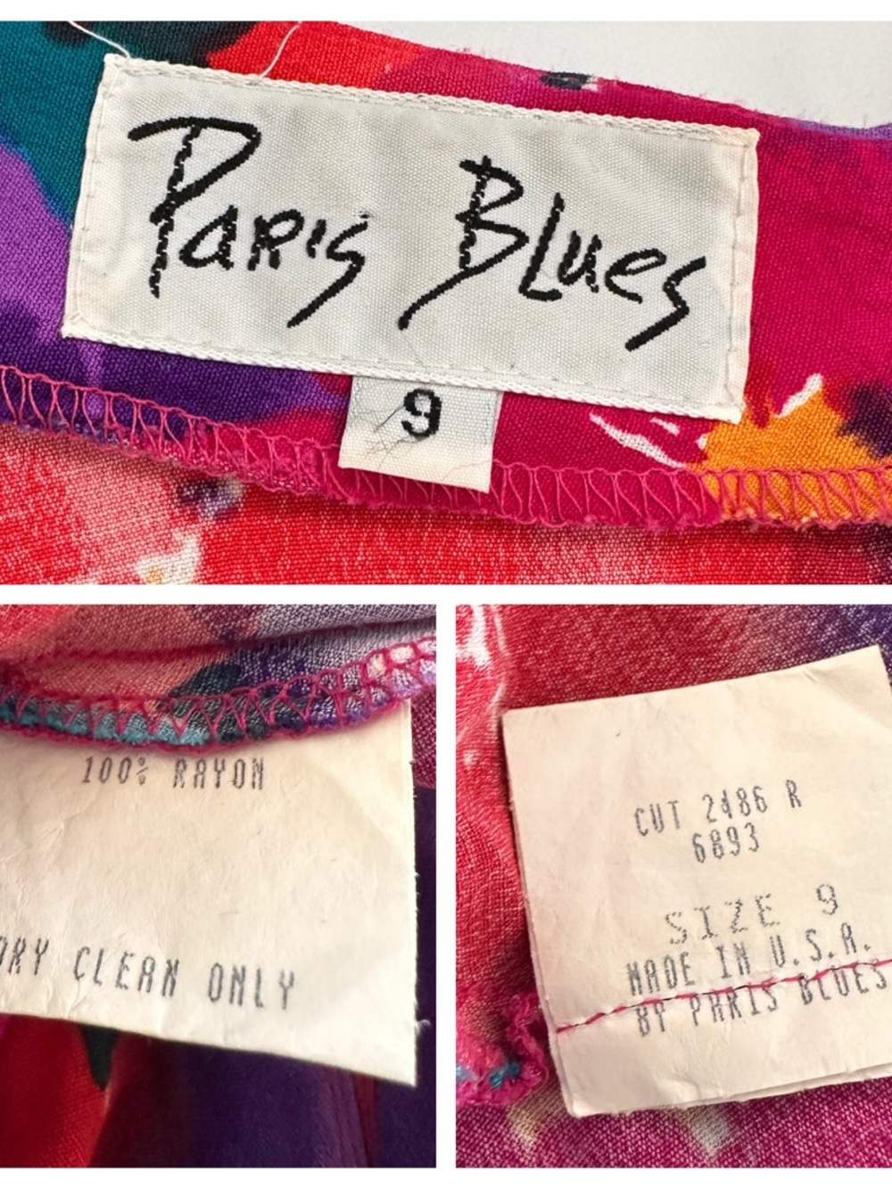 Vintage Paris Blues Multicolor Floral Mini Dress Whimsigoth Grunge 90 Y2K Skater - Picture 5 of 11